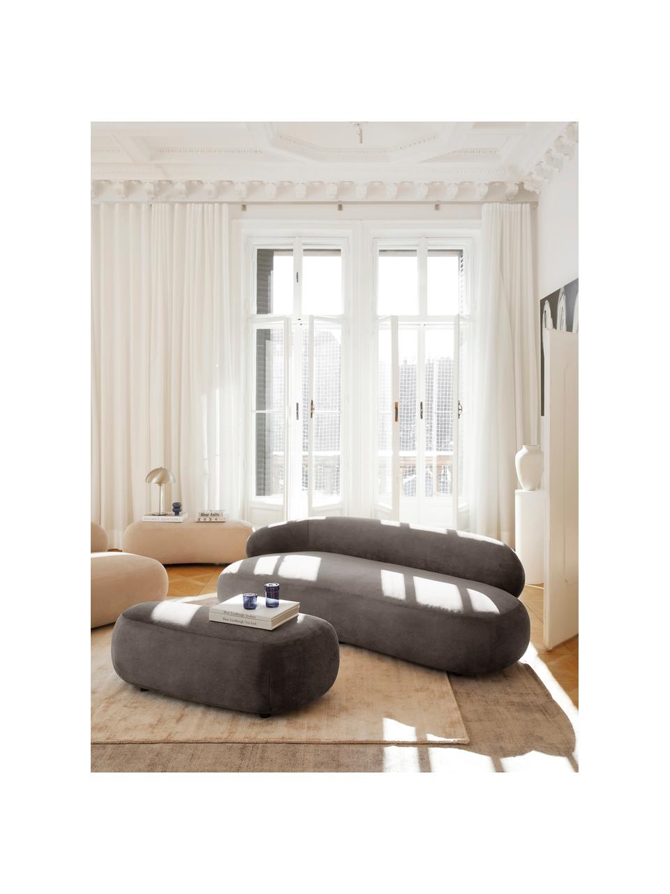 Sofa Alba (3-Sitzer), Bezug: 97% Polyester, 3% Nylon D, Gestell: Massives Fichtenholz, Bir, Füße: Kunststoff Dieses Produkt, Webstoff Taupe, B 235 x T 114 cm, Rückenlehne links