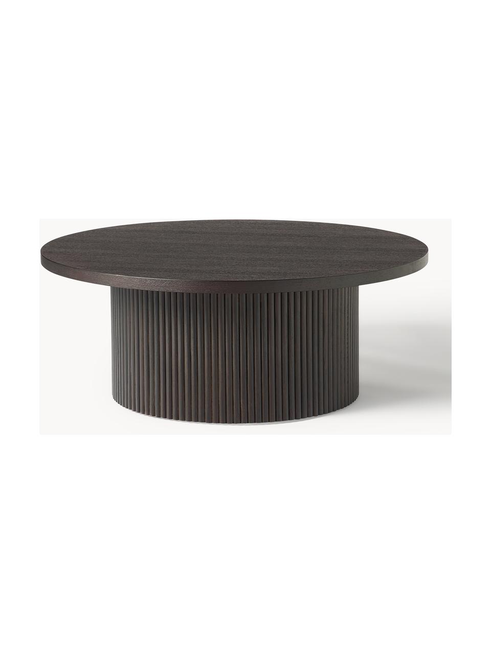 Okrúhly konferenčný stolík z dreva Nele, MDF-doska strednej hustoty s jaseňovou dyhou, Drevo, tmavohnedá lakovaná, Ø 85 x V 33 cm