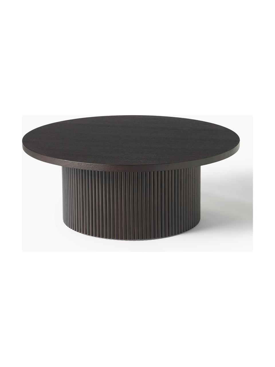 Kulatý dřevěný konferenční stolek Nele, Dřevovláknitá deska střední hustoty (MDF) s jasanovou dýhou

Tento produkt je vyroben z udržitelných zdrojů dřeva s certifikací FSC®., Dřevo, tmavě hnědě lakované, Ø 85 cm, V 33 cm