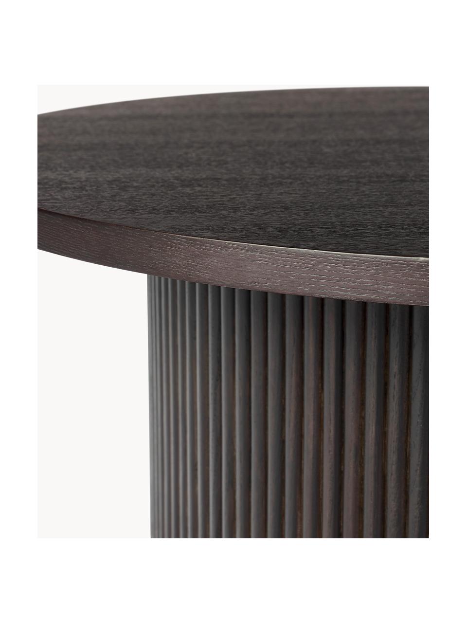 Okrúhly konferenčný stolík z dreva Nele, MDF-doska strednej hustoty s jaseňovou dyhou, Drevo, tmavohnedá lakovaná, Ø 85 x V 33 cm