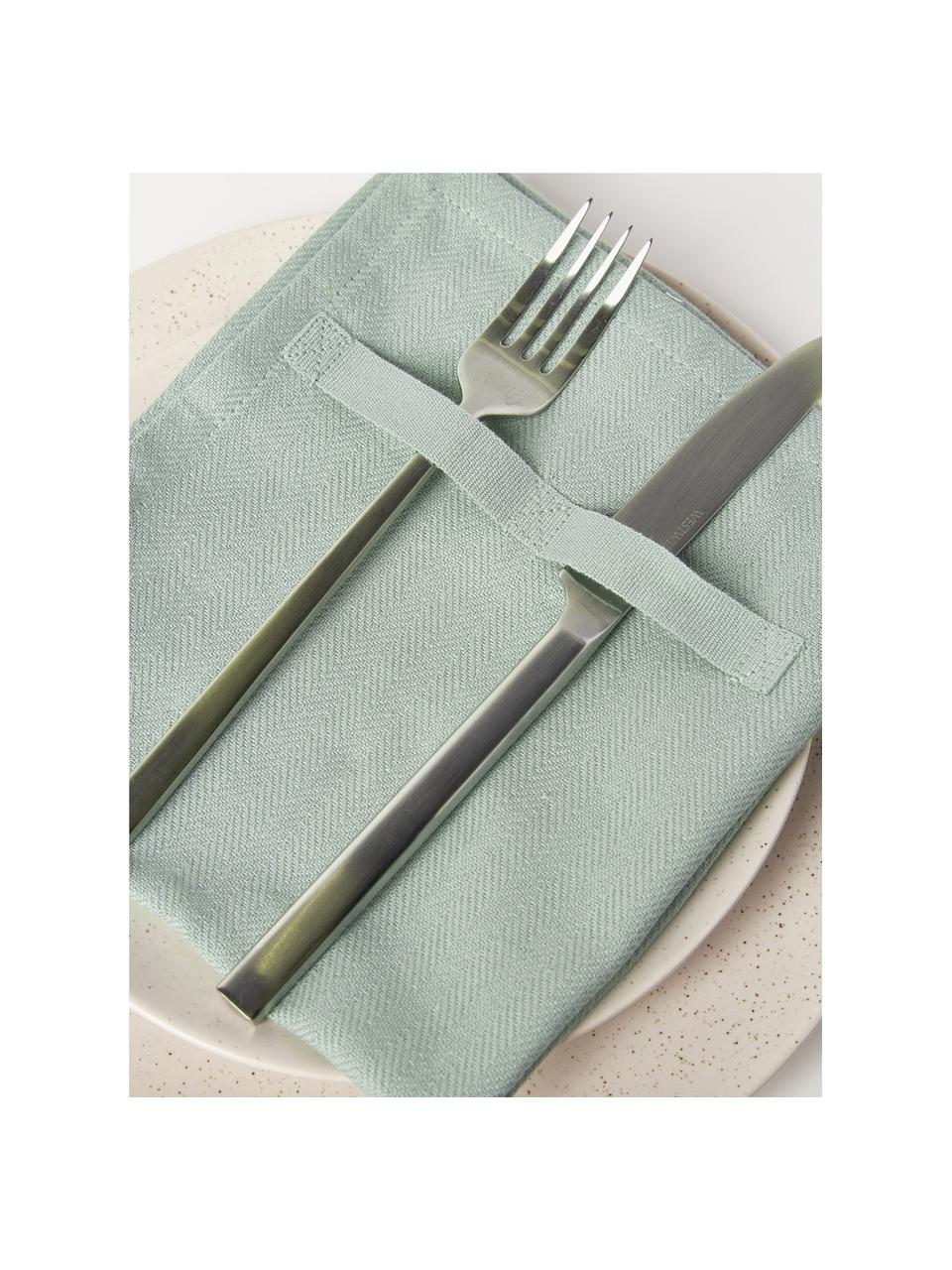 Stoffen servetten Dinner, 4 stuks, 100% katoen (Bio), GOTS-gecertificeerd, Saliegroen, B 35 x L 40 cm