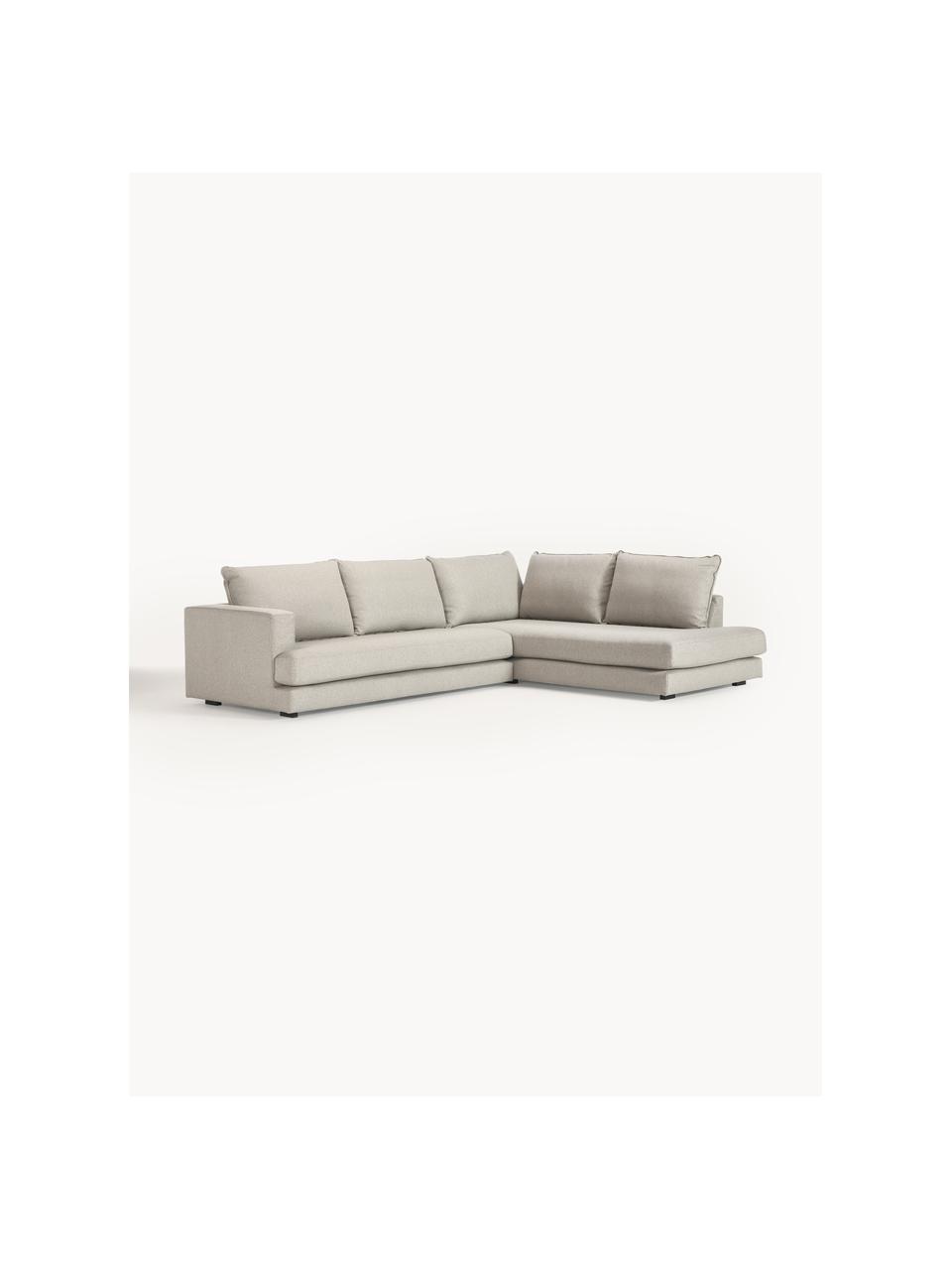 Ecksofa Tribeca, Bezug: 100 % Polyester Der hochw, Gestell: Massives Kiefernholz, Füße: Massives Buchenholz, lack, Webstoff Hellgrau, B 315 x T 228 cm, Eckteil links