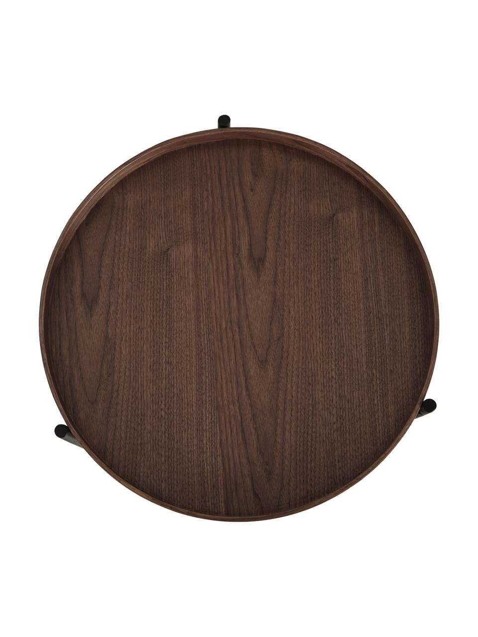 Houten bijzettafel Renee, Frame: gepoedercoat metaal, Walnoothout, Ø 44 x H 49 cm