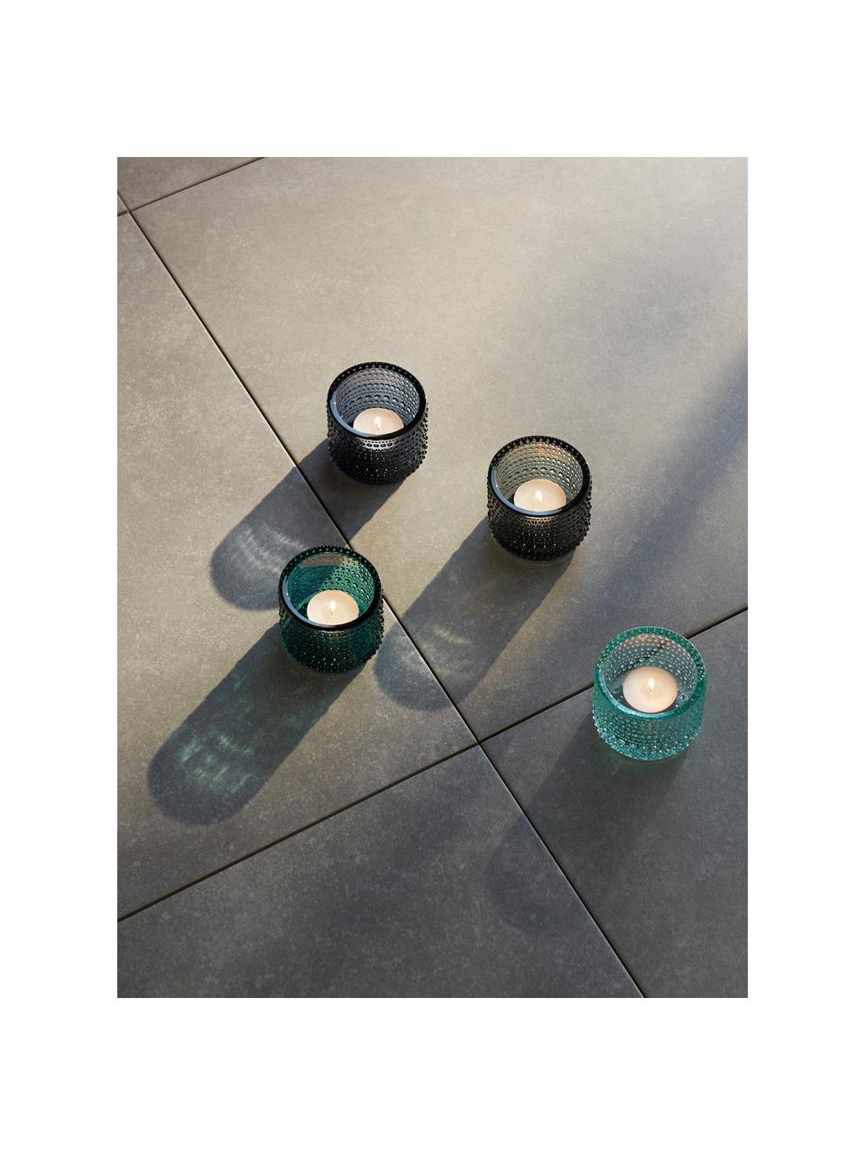 Glazen waxinelichthouder Kastehelmi, Glas, Turquoise, transparant, Ø 8 x H 6 cm