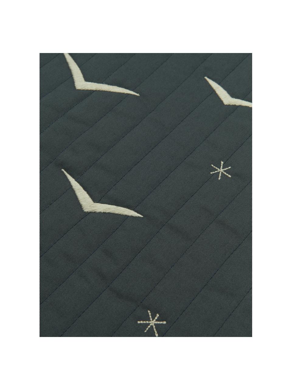 Decke Arty Quilt aus Baumwolle, Bezug: 100 % Baumwolle, Dunkelblau, Off White, Beige, Himmel-Motiv, B 73 x L 95 cm