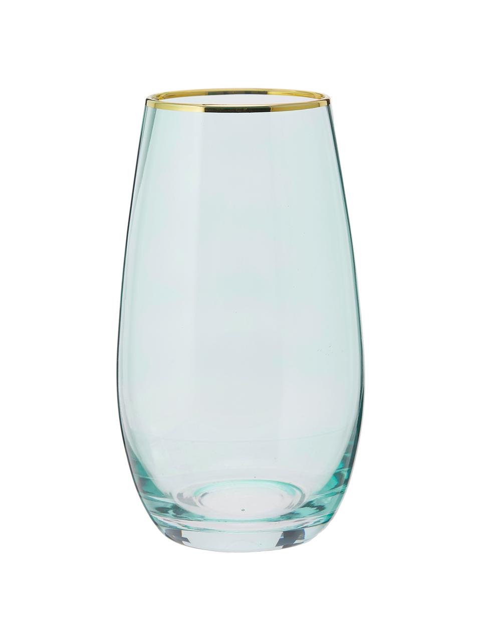 Grand verre à eau avec bordure dorée Chloe, 4 pièces, Bleu ciel