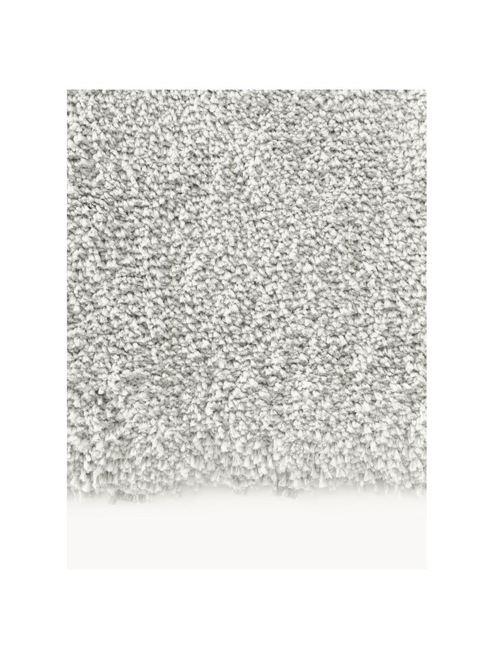 Pluizige hoogpolige loper Leighton, Onderzijde: 70% polyester, 30% katoen, Lichtgrijs, B 80 x L 200 cm