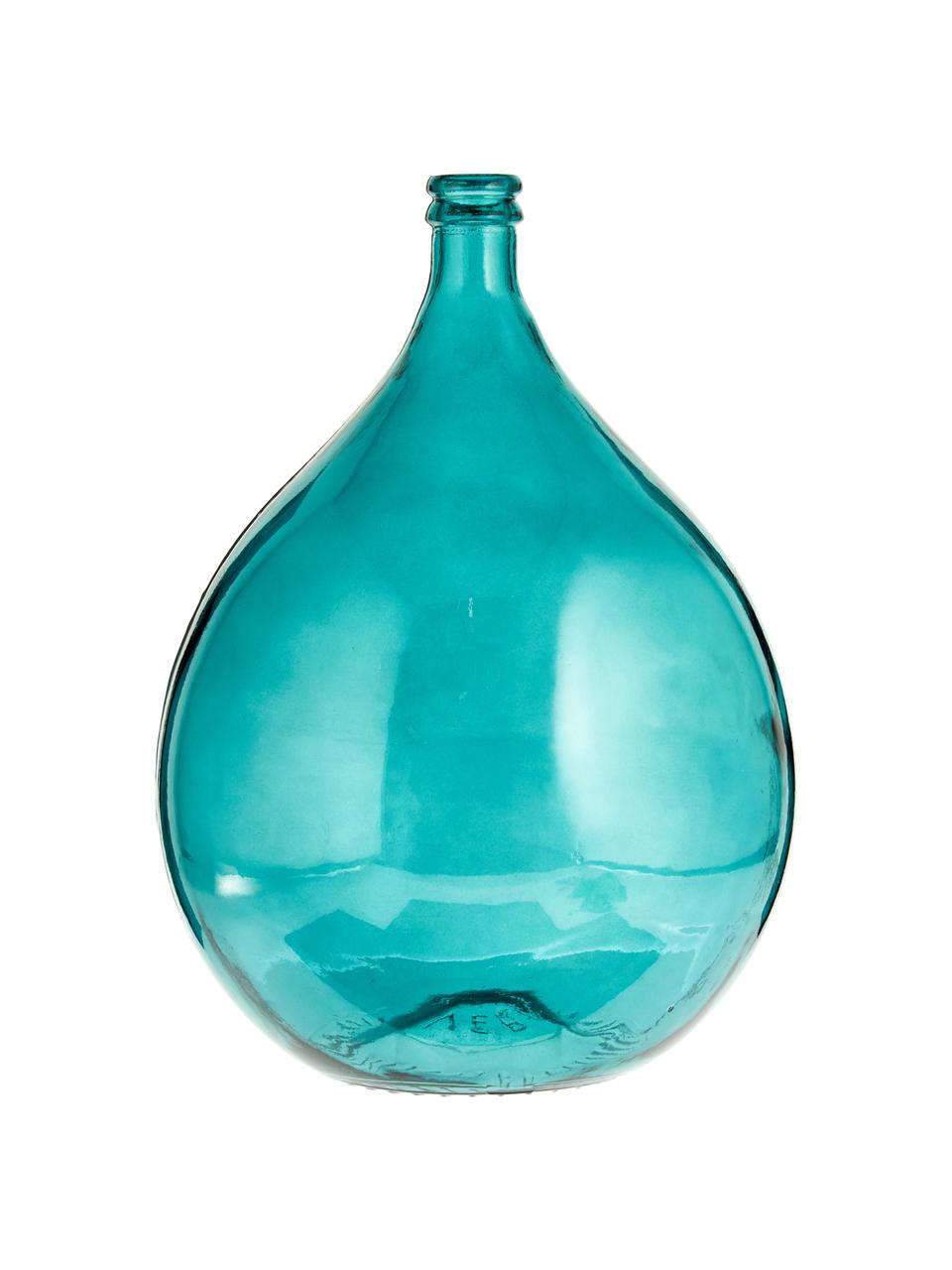Jarrón de suelo de vidrio reciclado Drop, Vidrio reciclado, Azul aqua, Ø 40 x Al 56 cm