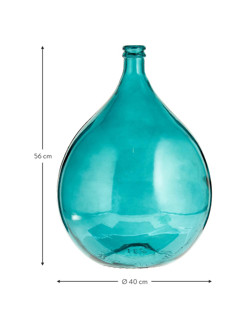 Bodenvase Drop aus recyceltem Glas, Recyceltes Glas, Aqua, Ø 40 x H 56 cm