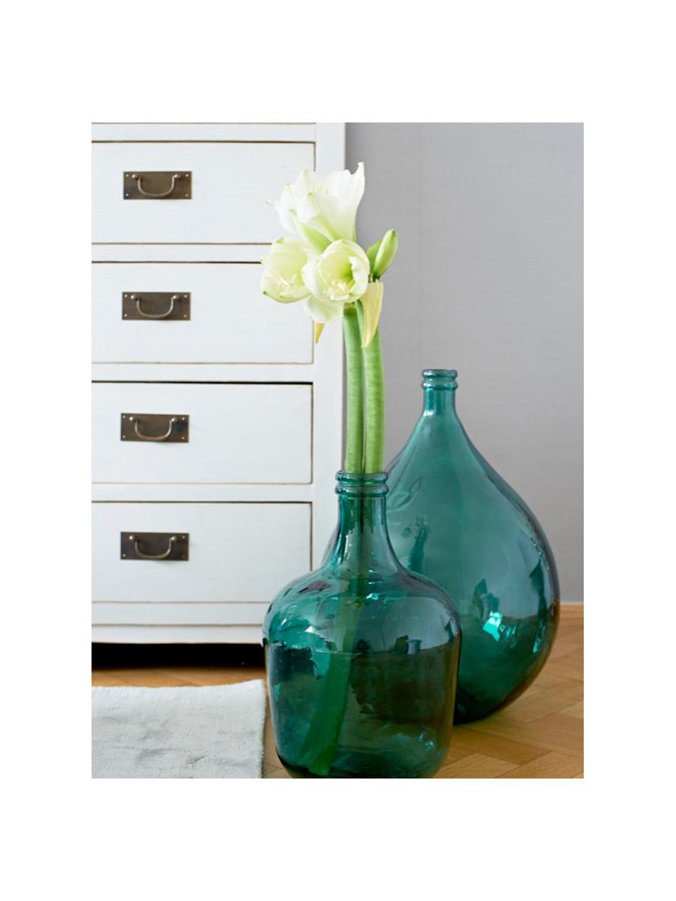 Podlahová váza z recyklovaného skla Drop, V 56 cm, Recyklované sklo, Petrolejová, Ø 40 cm, V 56 cm