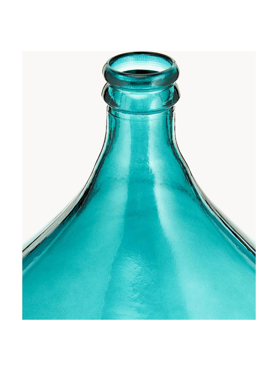 Dame Jeanne en verre recyclé Drop, haut. 56 cm, Verre recyclé, Bleu pétrole, Ø 40 x haut. 56 cm