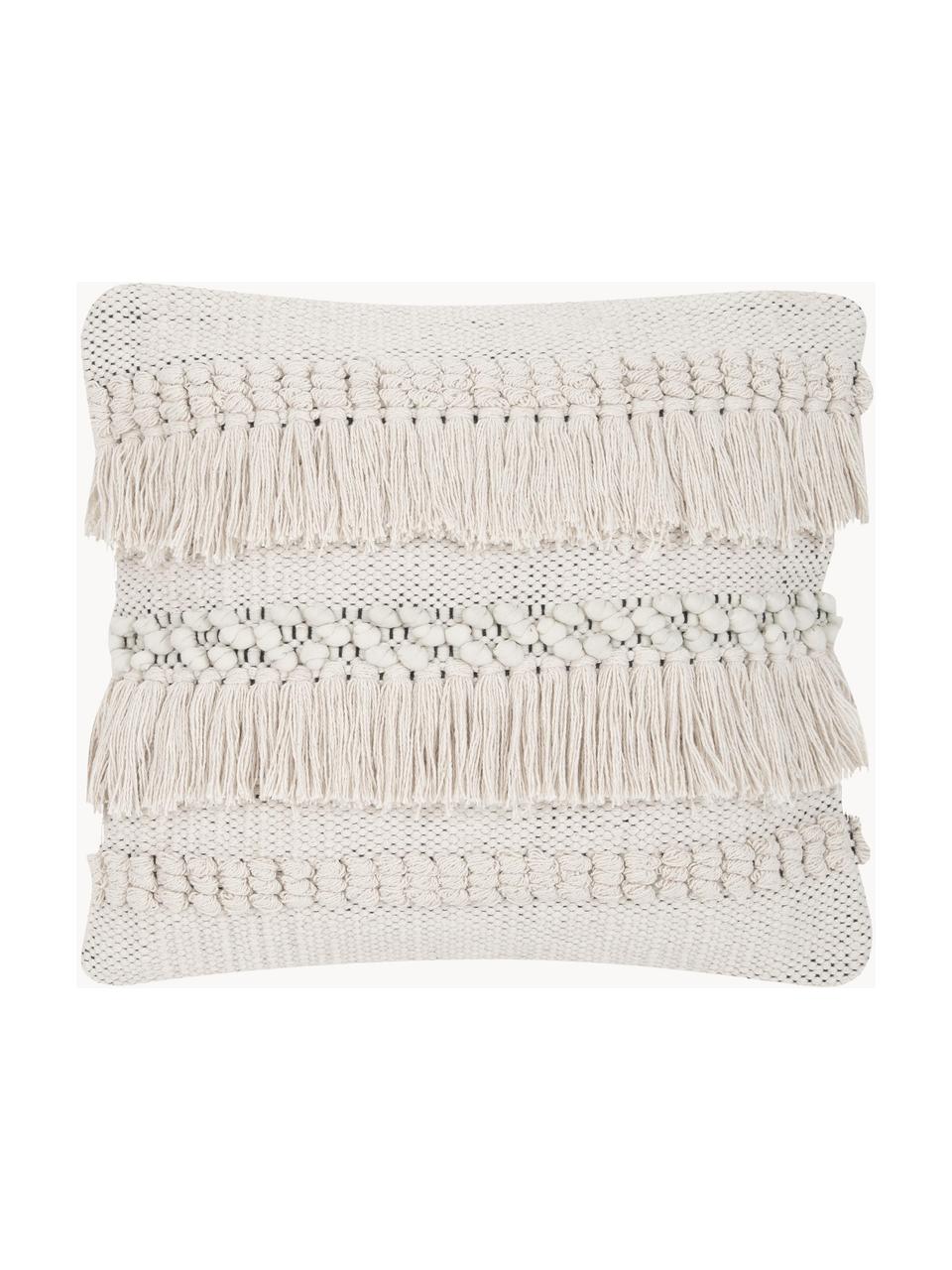 Poszewka na poduszkę w stylu boho Kele, 100% bawełna, Ecru, S 40 x D 40 cm