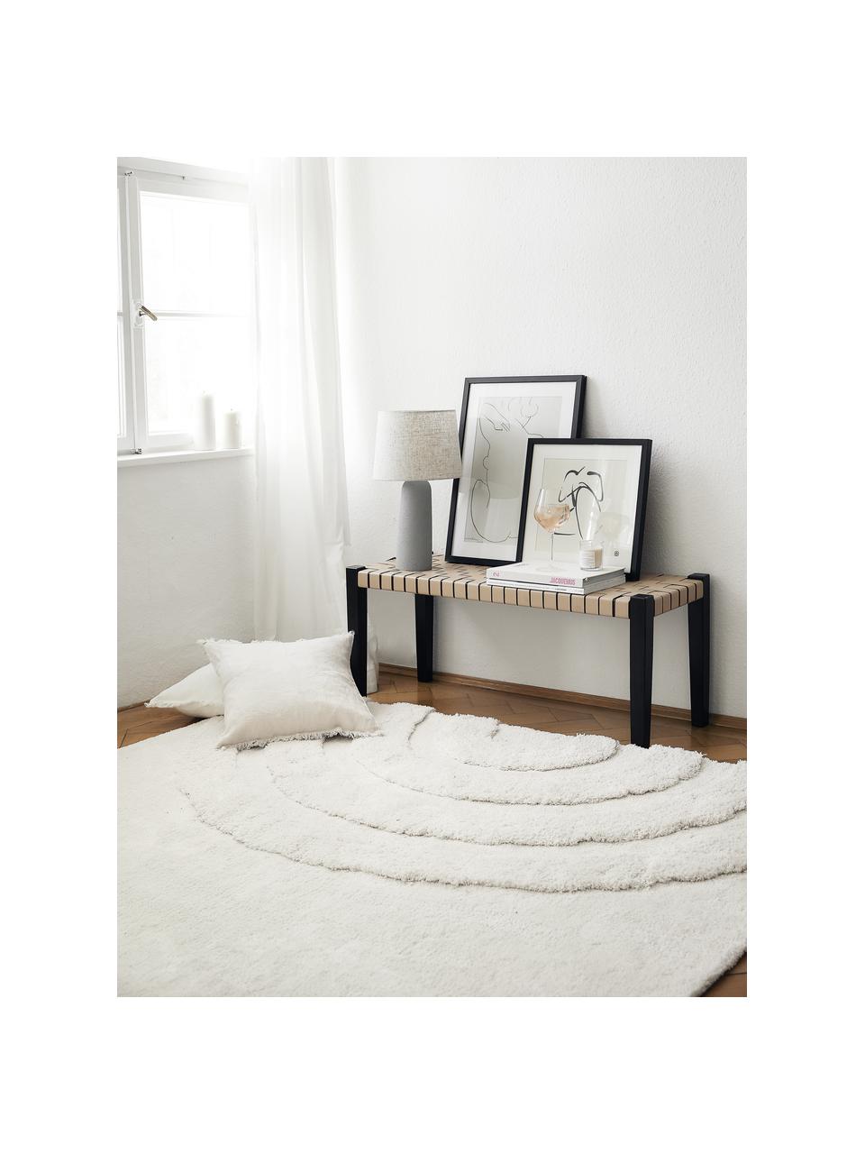 Tapis poils longs moelleux texturé Rubbie, Blanc crème, larg. 160 x long. 230 cm (taille M)