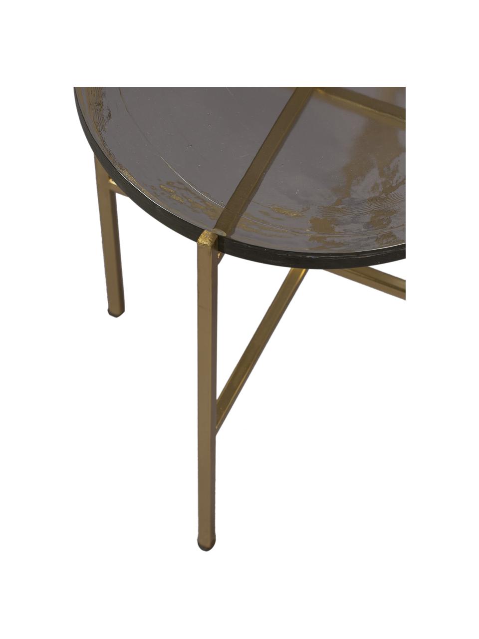 Tavolino rotondo con piano in vetro Vidrio, Struttura: metallo rivestito, Dorato, trasparente, Ø 40 x Alt. 45 cm