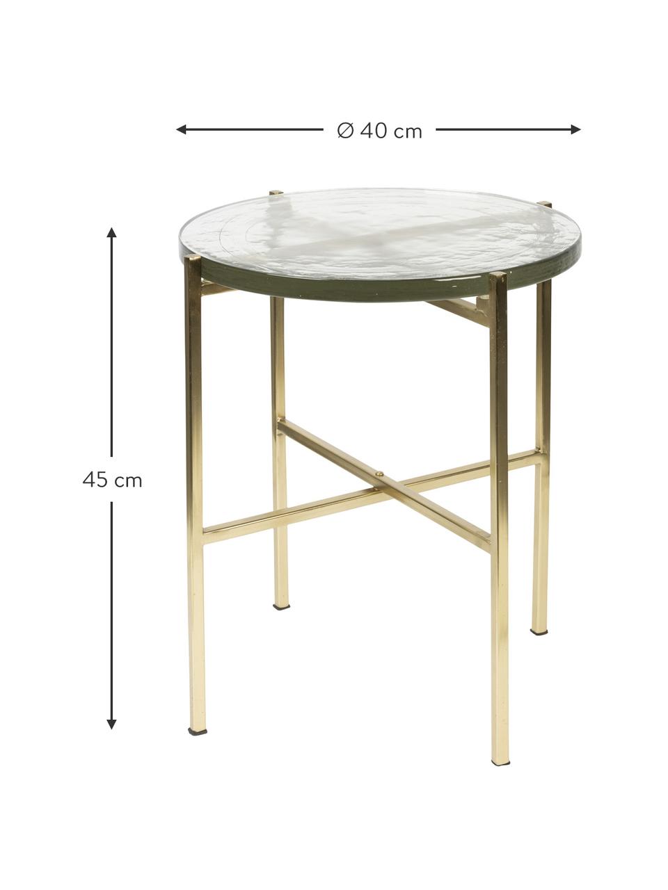Kulatý odkládací stolek se skleněnou deskou Vidrio, Zlatá, transparentní, Ø 40 cm, V 45 cm