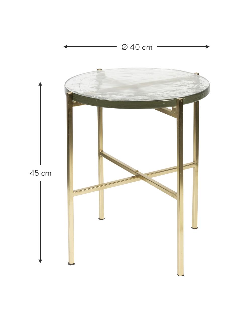 Ronde bijzettafel Vidrio met glazen tafelblad, Tafelblad: glas, Frame: gecoat metaal, Goudkleurig, transparant, Ø 40 x H 45 cm