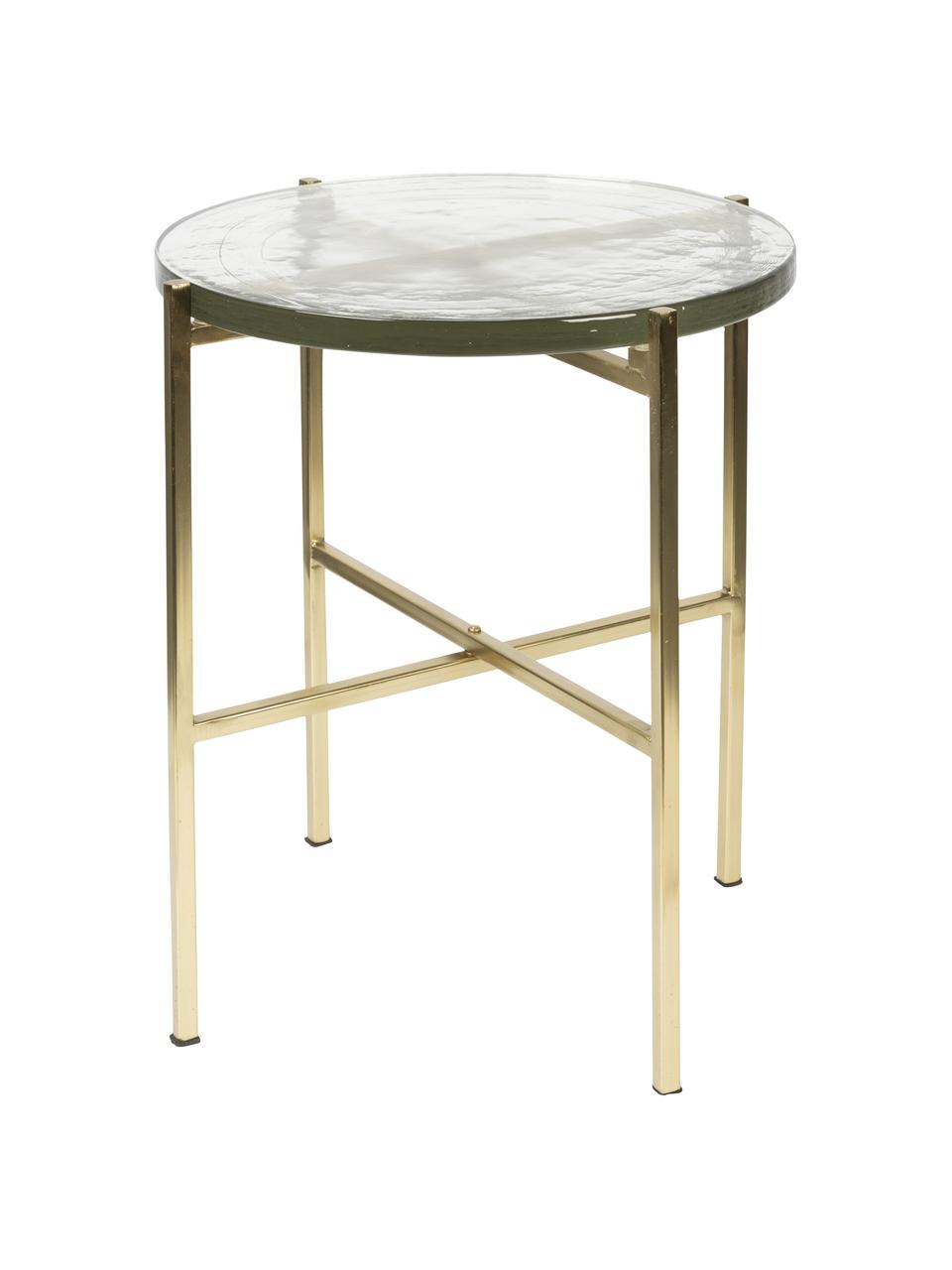 Table d'appoint ronde avec plateau en verre Vidrio, Couleur dorée, transparent, Ø 40 x haut. 45 cm