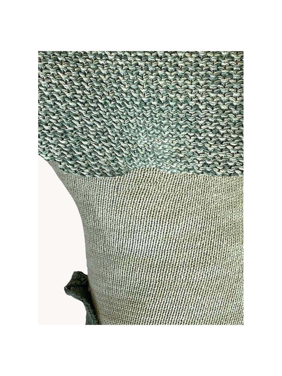 Ručně pletený měkký bavlněný polštářek Brucy the Btoccoli, Šalvějově zelená, Š 35 cm, D 35 cm