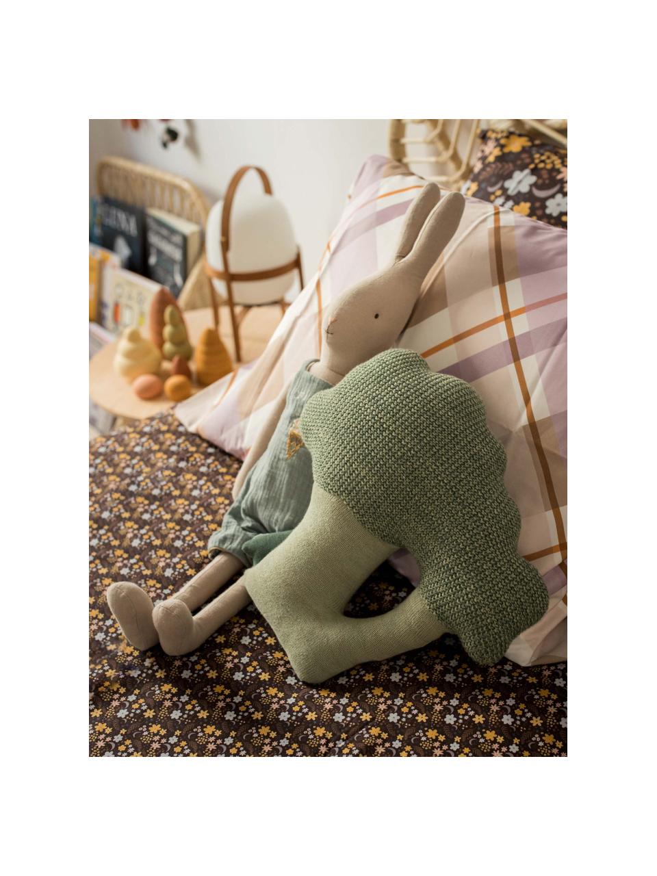 Ručně pletený měkký bavlněný polštářek Brucy the Btoccoli, Šalvějově zelená, Š 35 cm, D 35 cm