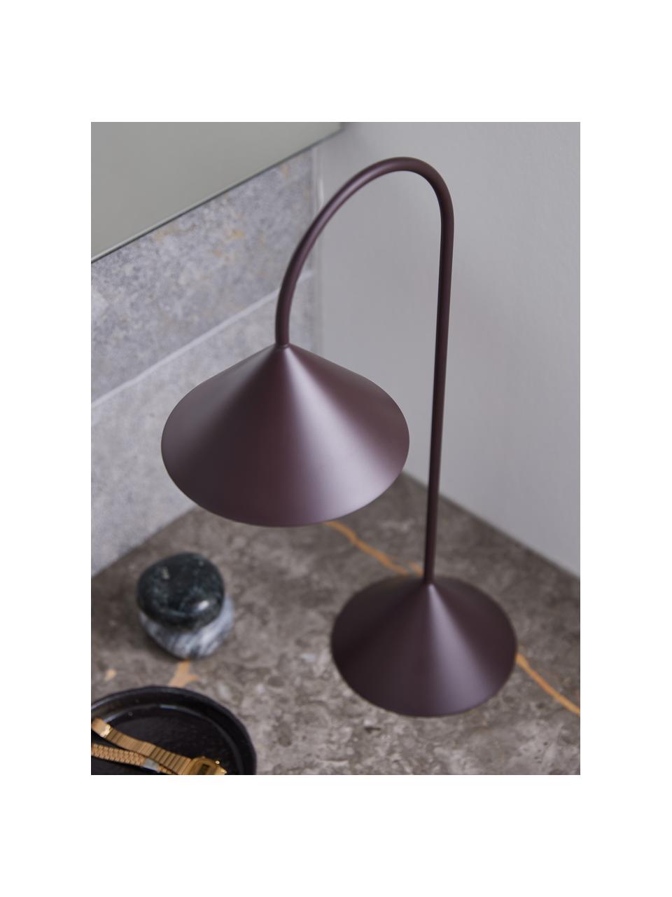 Prenosná exteriérová stolová LED lampa Grasp, Vínovočervená, matná, Š 30 x V 47 cm