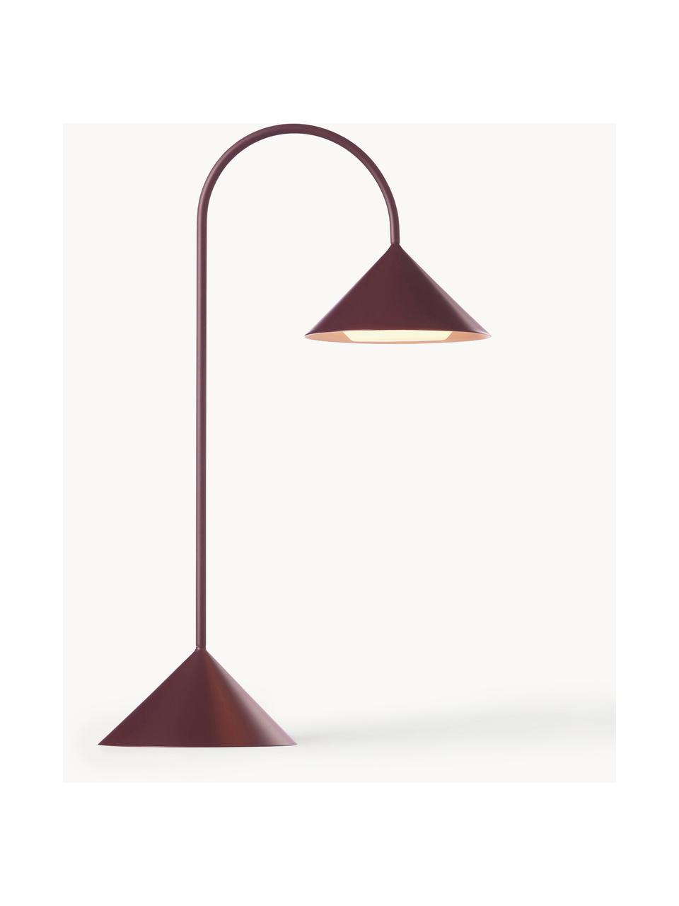 Prenosná exteriérová stolová LED lampa Grasp, Vínovočervená, matná, Š 30 x V 47 cm