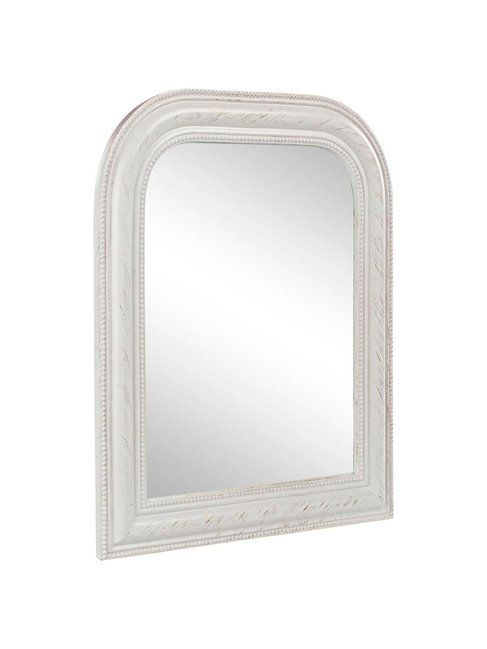 Specchio da parete con legno di paulownia bianco Mirco, Cornice: legno di paulownia, Superficie dello specchio: lastra di vetro, Bianco, Larg. 50 x Alt. 60 cm
