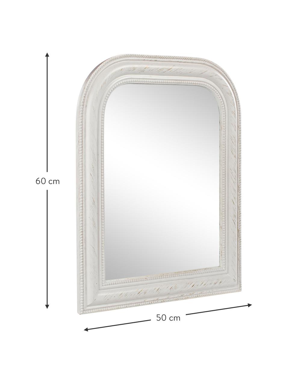 Specchio da parete con legno di paulownia bianco Mirco, Cornice: legno di paulownia, Superficie dello specchio: lastra di vetro, Bianco, Larg. 50 x Alt. 60 cm