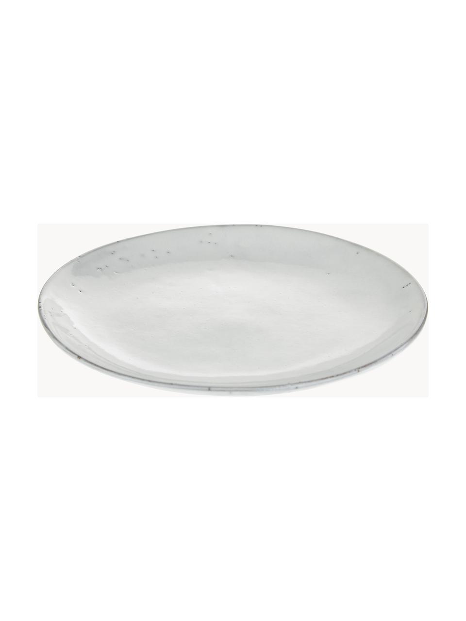 Platos postre artesanales Nordic Sand, 4 uds., Cerámica de gres, Gris claro jaspeado, Ø 20 x Al 3 cm