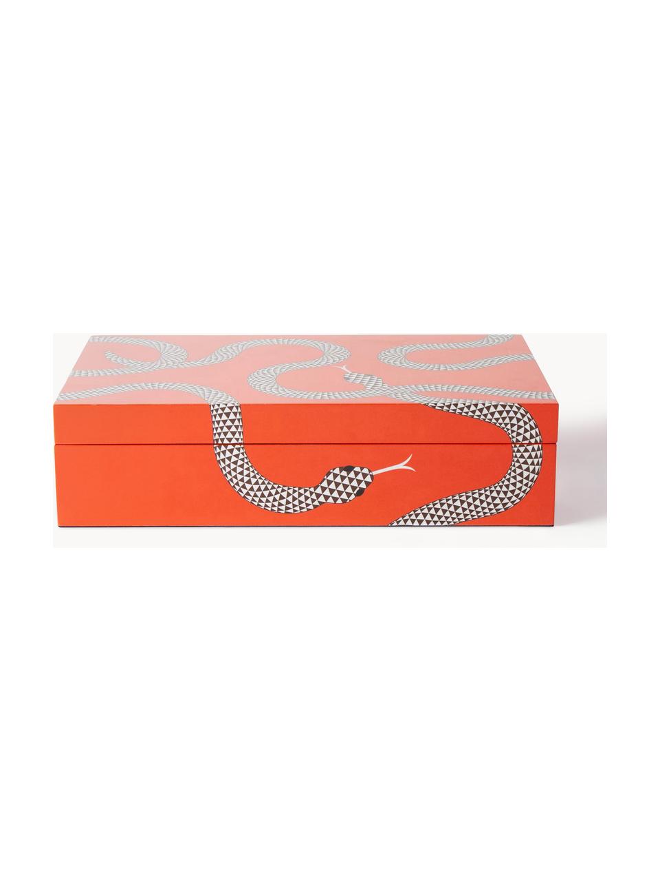 Handgefertigte Aufbewahrungsbox Eden, Holz, lackiert, Orange, Weiß, B 31 x T 20 cm