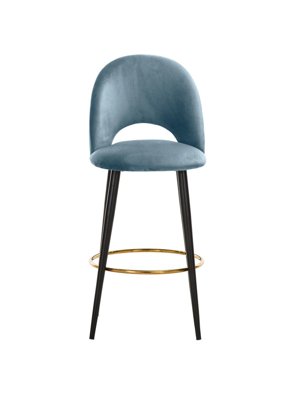Sametová barová židle Rachel, Světle modrá, Š 48 cm, V 110 cm