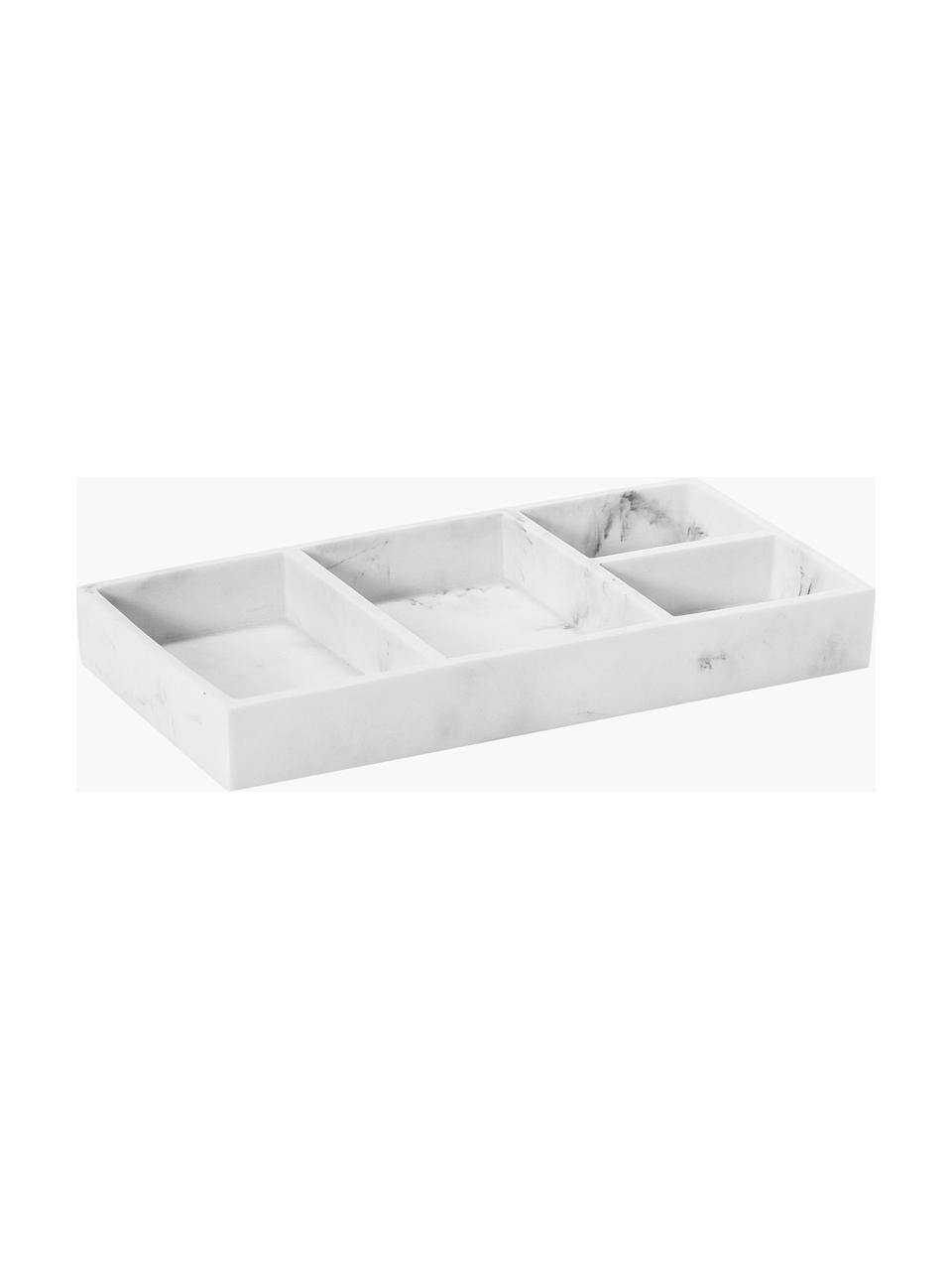 Schmuck-Organizer Karla in Marmor-Optik, Polyresin, Weiss, B 31 x H 4 cm