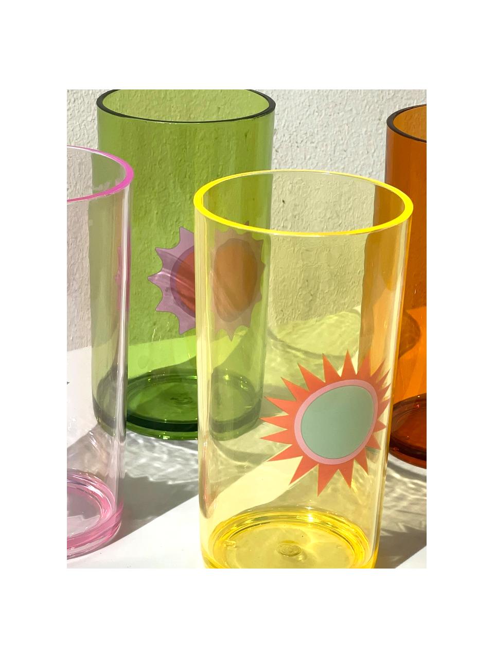 Wassergläser Rio Sun, 4er-Set, Kunststoff, Mehrfarbig, semi-transparent, Ø 7 x H 14 cm, 300 ml