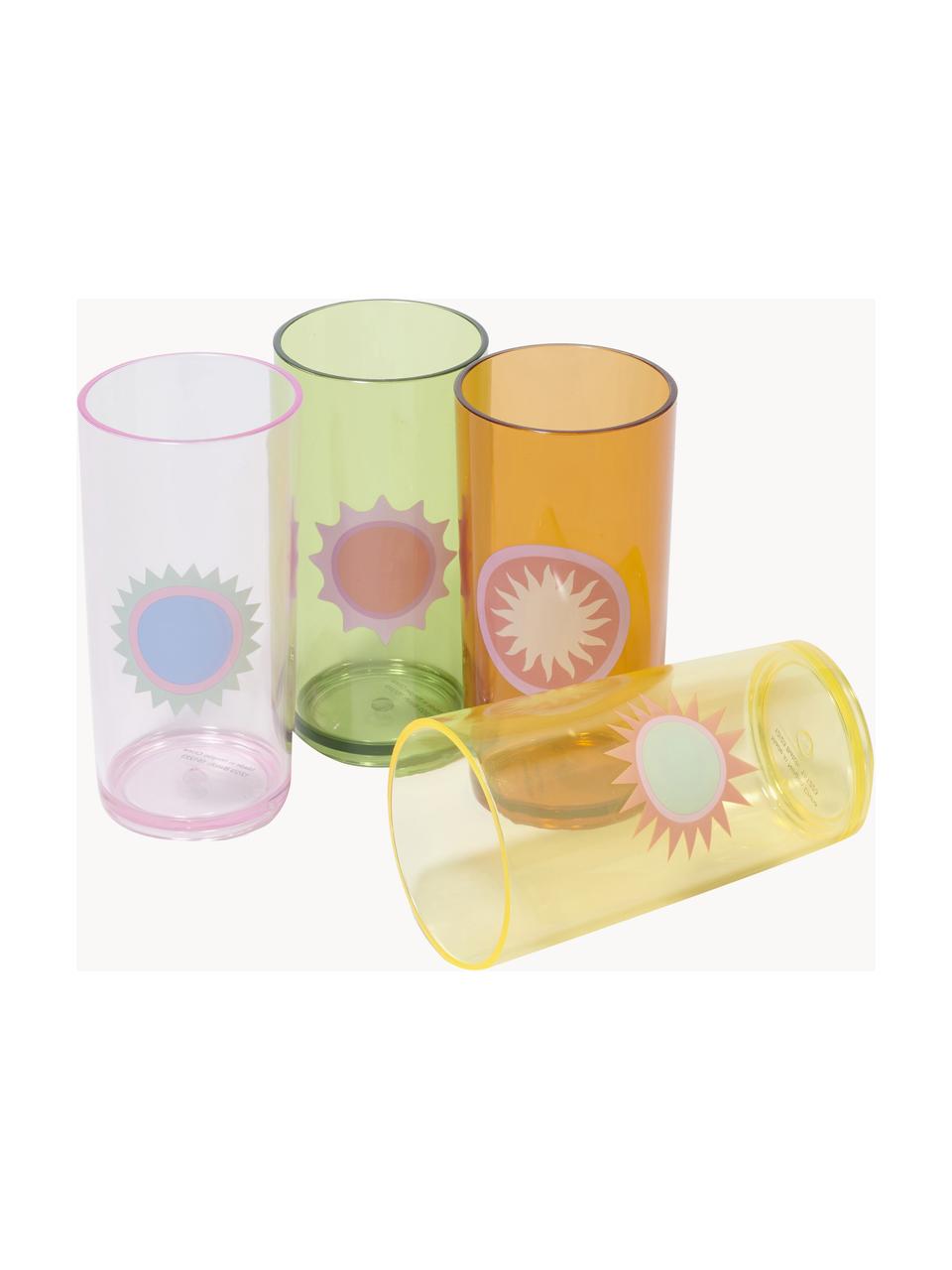 Wassergläser Rio Sun, 4er-Set, Kunststoff, Mehrfarbig, semi-transparent, Ø 7 x H 14 cm, 300 ml