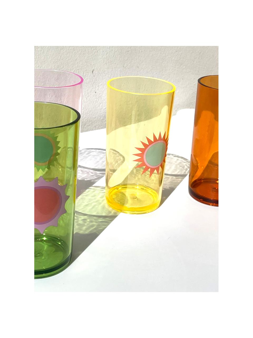 Set de vasos Rio Sun, 4 uds, Plástico, Multicolor semitransparente, Ø 7 x Al 14 cm, 300 ml