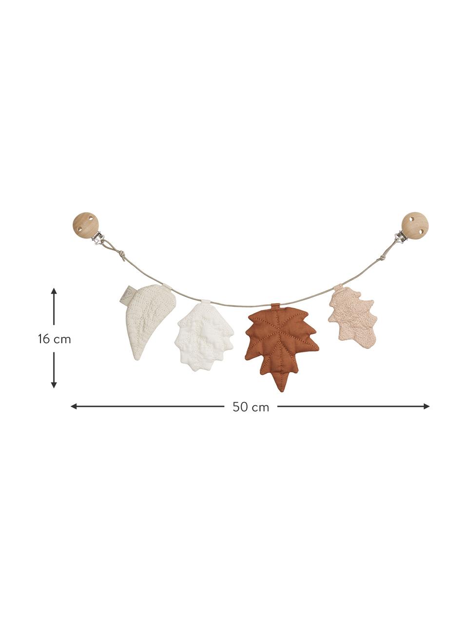 Catena per carrozzina in cotone biologico Leaves, 100% cotone biologico, Marrone, tonalità beige, Lung. 50 x Alt. 16 cm