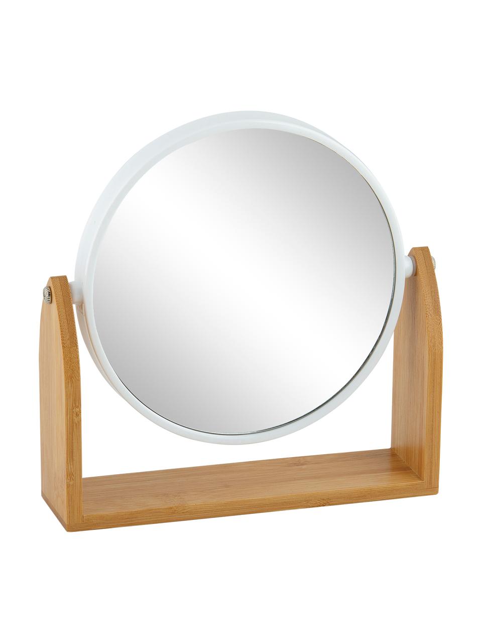 Kosmetikspiegel Bow, Rahmen: Bambus, Metall, Spiegelfläche: Spiegelglas, Braun, 19 x 18 cm