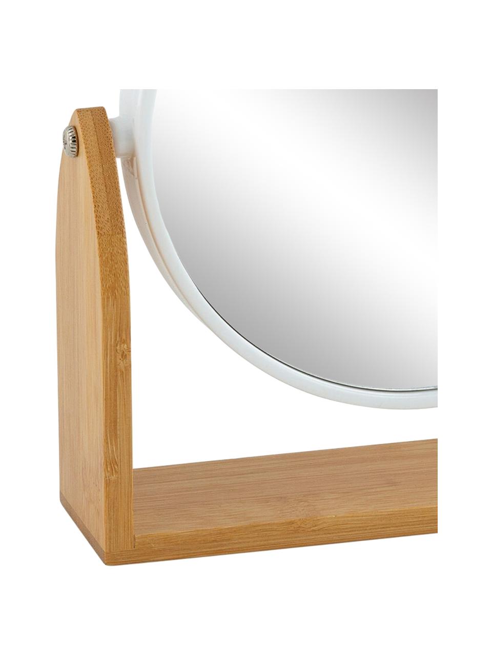 Specchio cosmetico Bow, Struttura: bambù, metallo, Superficie dello specchio: vetro a specchio, Marrone, Larg. 19 x Alt. 18 cm
