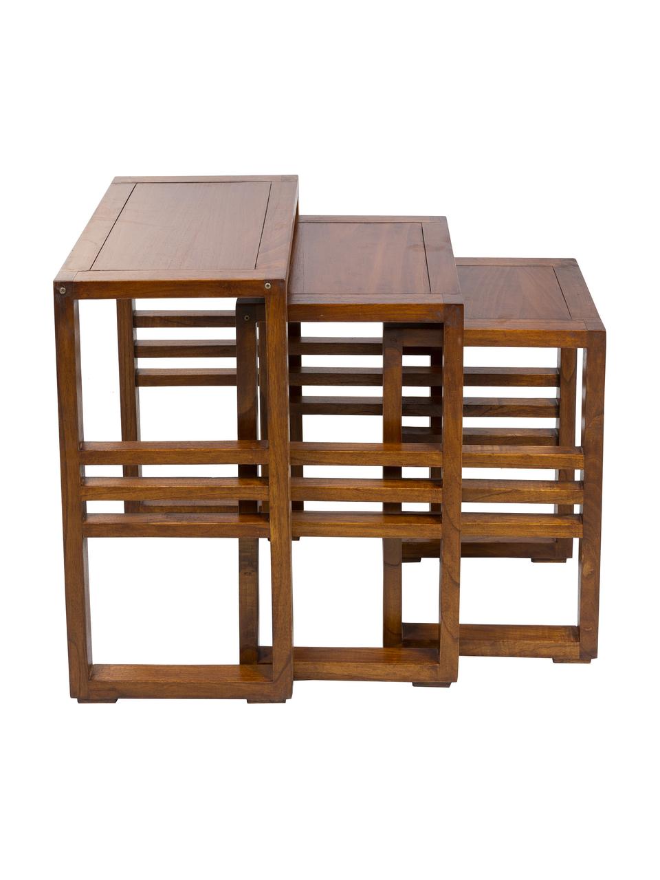 Set 3 tavolini in legno Nest, Legno lunare, Marrone, Set in varie misure