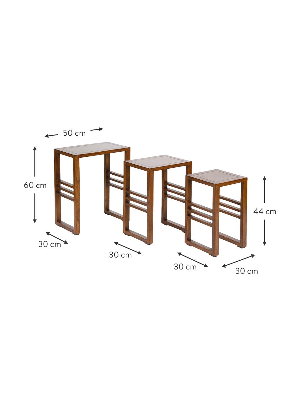 Set 3 tavolini in legno Nest, Legno lunare, Marrone, Set in varie misure