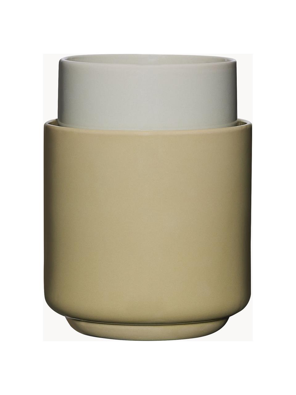 Set di 2 contenitori multifunzionali fatti a mano Deux Pots, Polvere di pietra, Verde chiaro, beige, Set in varie misure