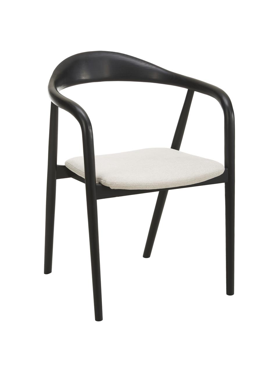 Chaise en bois avec coussin d'assise Angelina, Noir, garnissage de l'assise beige, larg. 57 x haut. 80 cm
