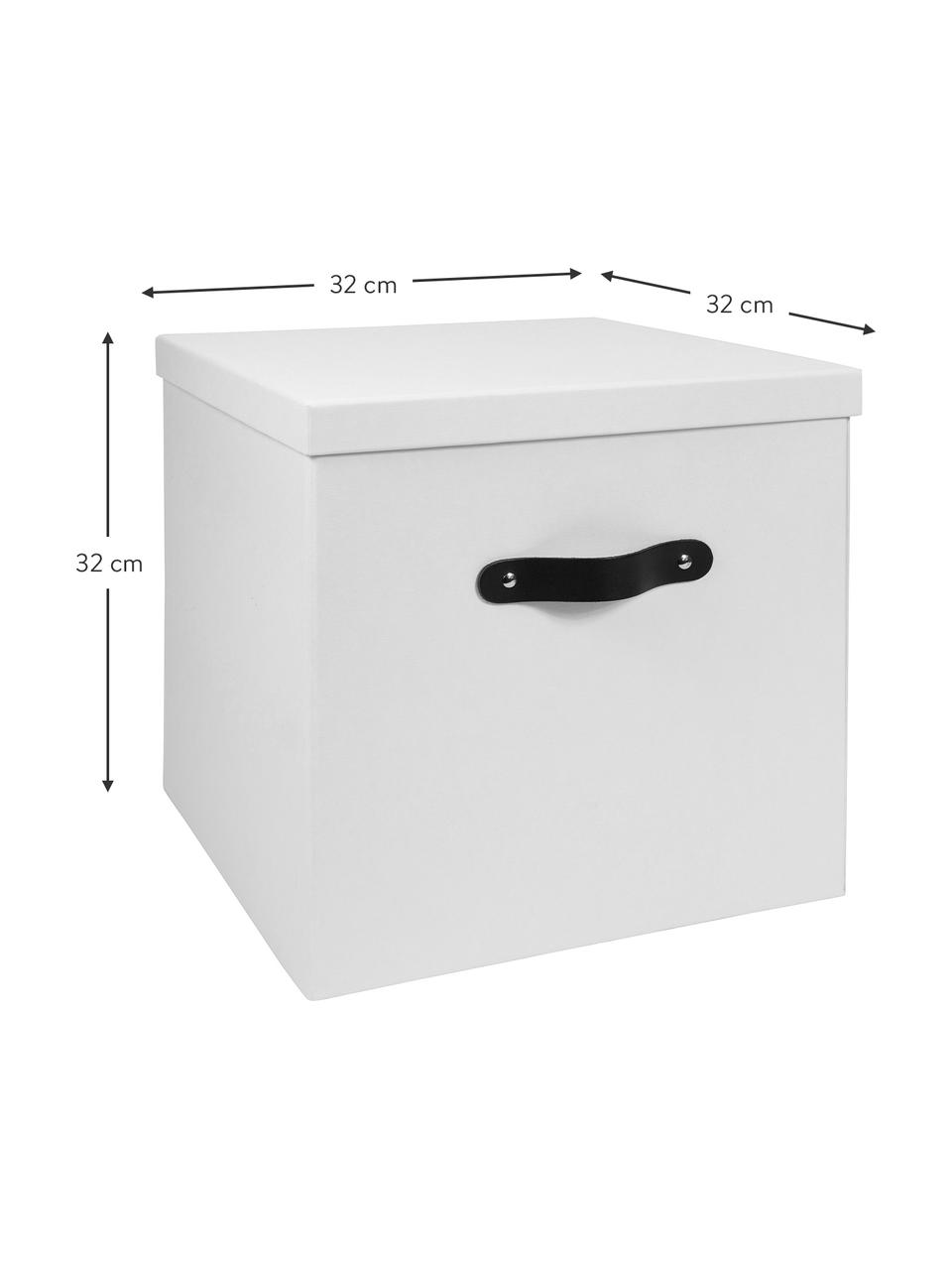 Aufbewahrungsbox Texas, Box: Fester, laminierter Karto, Griff: Leder, Weiß, 32 x 32 cm