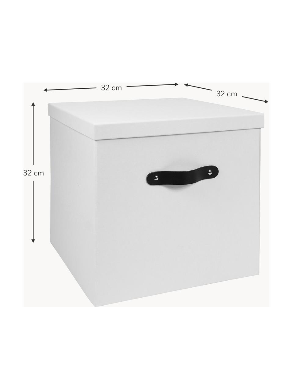 Aufbewahrungsbox Texas, Box: Fester, laminierter Karto, Griff: Leder, Weiß, B 32 x H 32 cm
