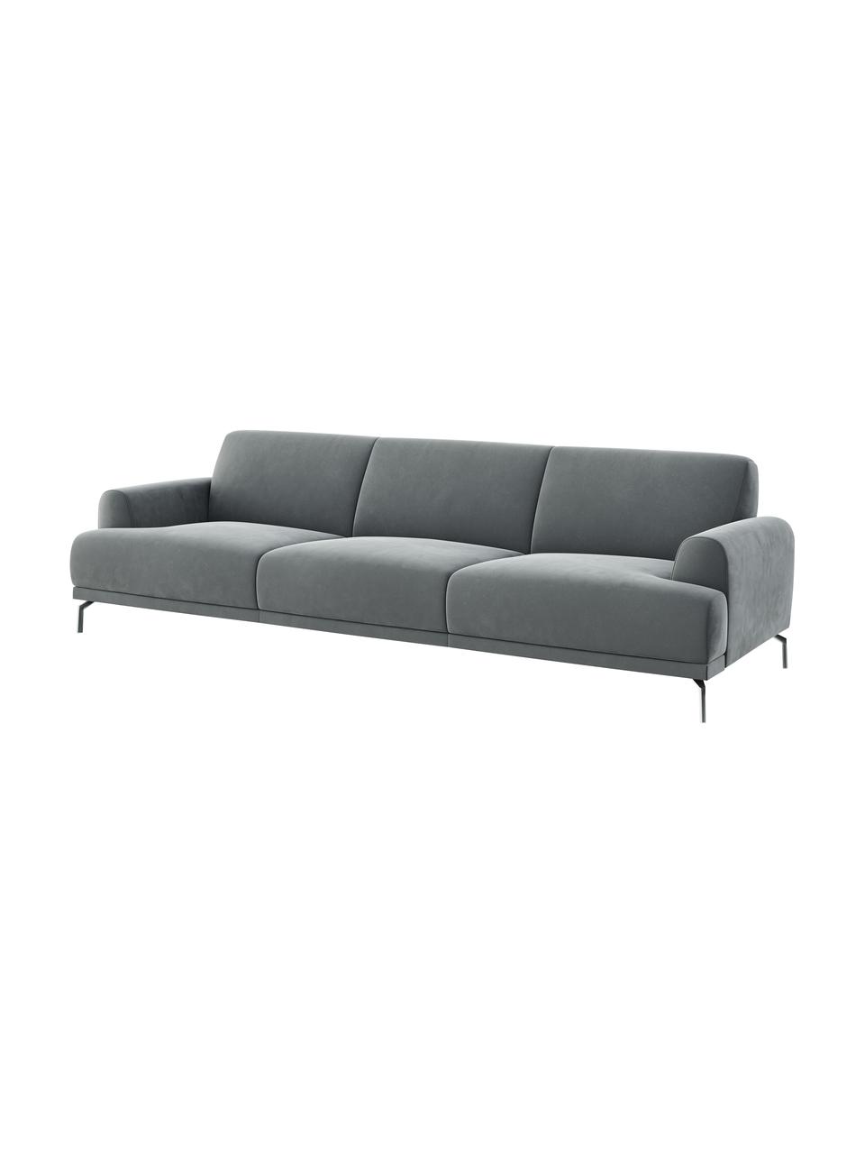 Sofa z aksamitu Puzo (3-osobowa), Tapicerka: 100% aksamit poliestrowy , Stelaż: sklejka, drewno bukowe, d, Aksamitny stalowy szary, S 240 x G 84 cm