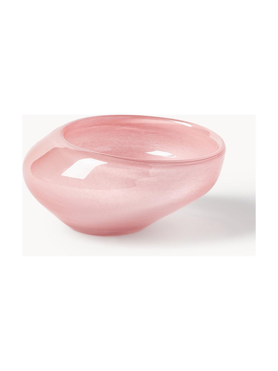 Bol decorativo artesanal de vidrio Ashley, Vidrio, Rosa pálido transparente, Ø 20 x Al 10 cm