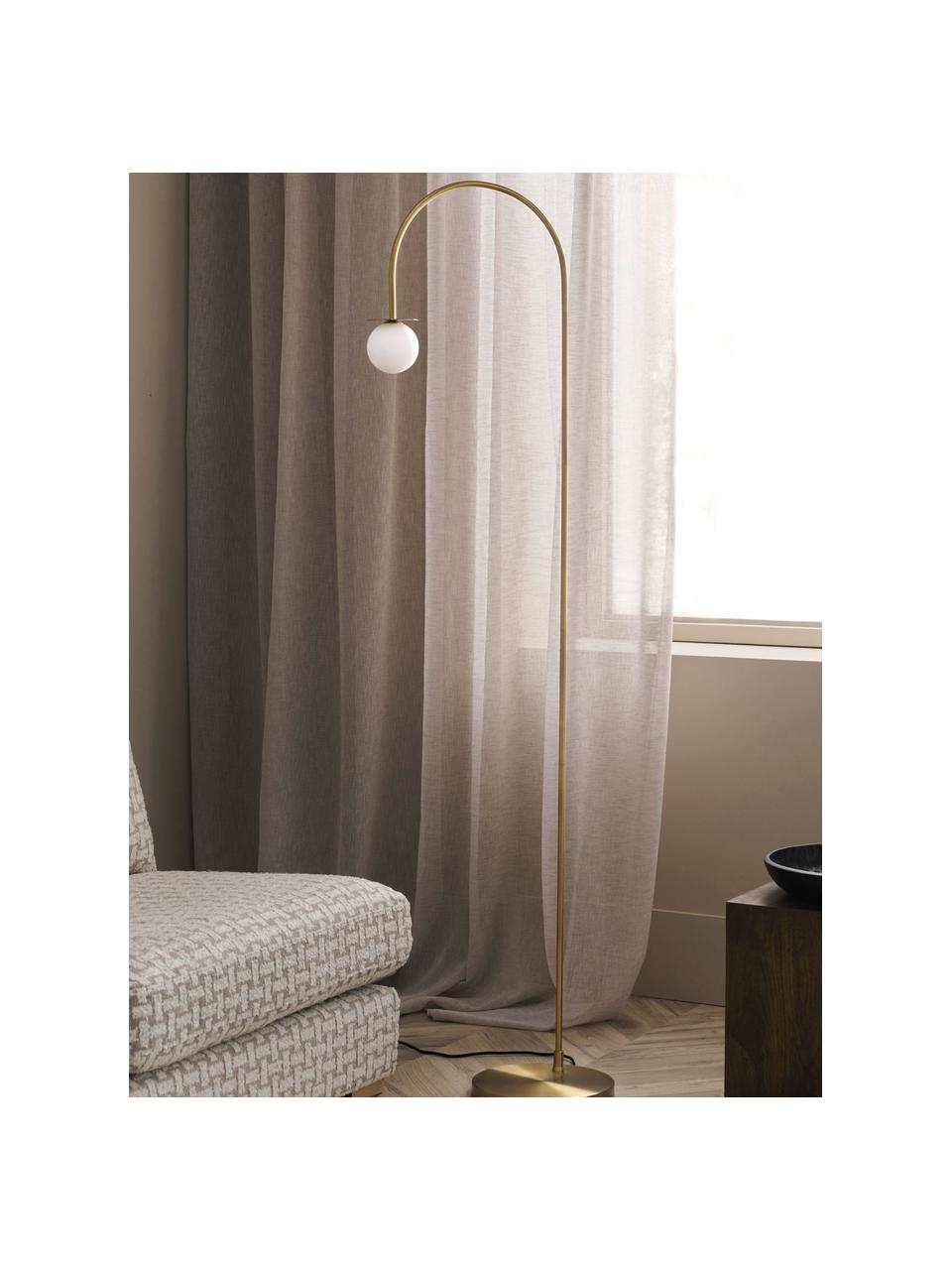 Große Stehlampe Milo, Lampenschirm: Opalglas, Goldfarben, H 180 cm