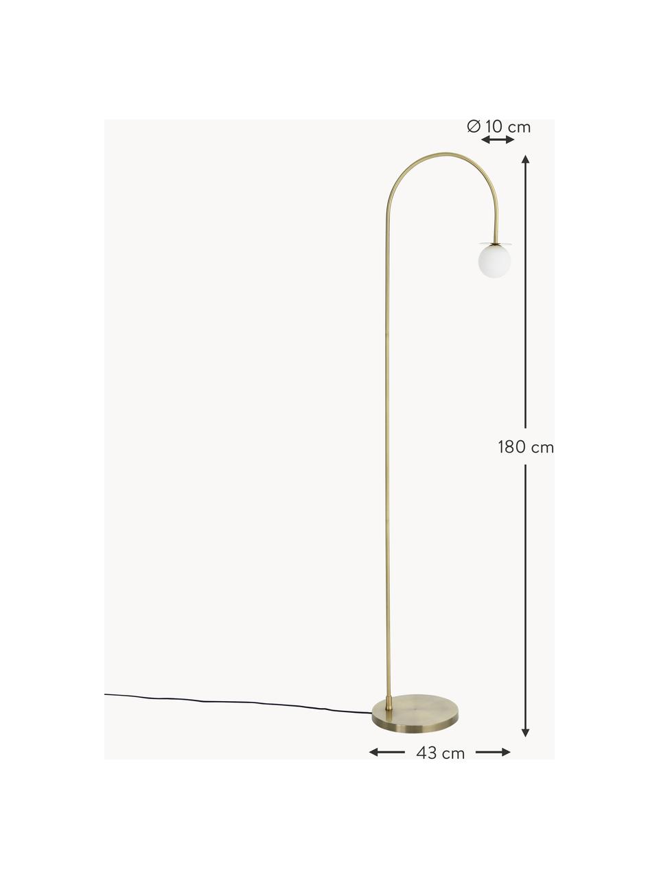 Große Stehlampe Milo, Lampenschirm: Opalglas, Goldfarben, H 180 cm