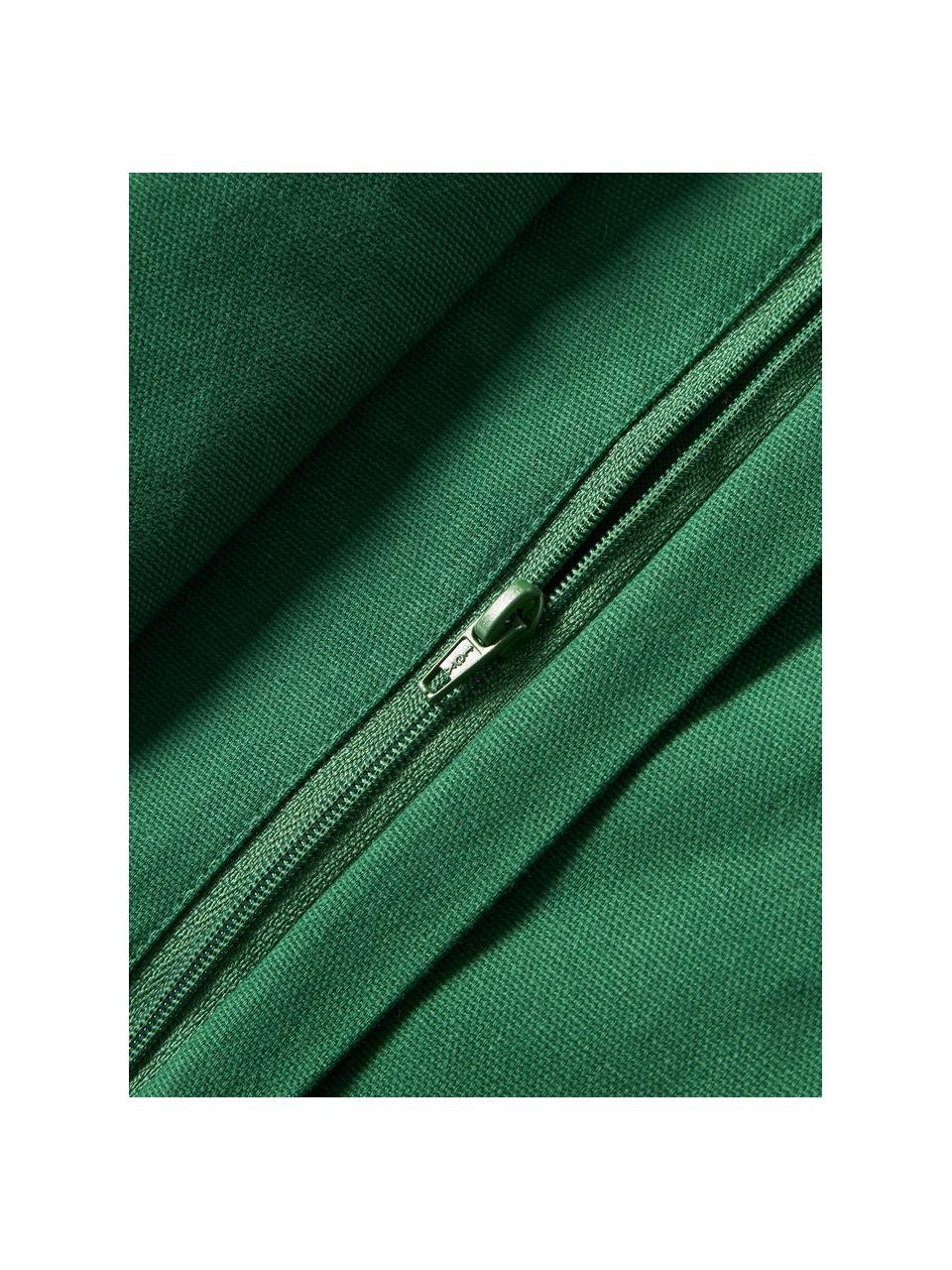 Poszewka na poduszkę z aksamitu z haftem i lamówką Holly Jolly, Aksamit (100% bawełna), Ciemny zielony, S 30 x D 50 cm