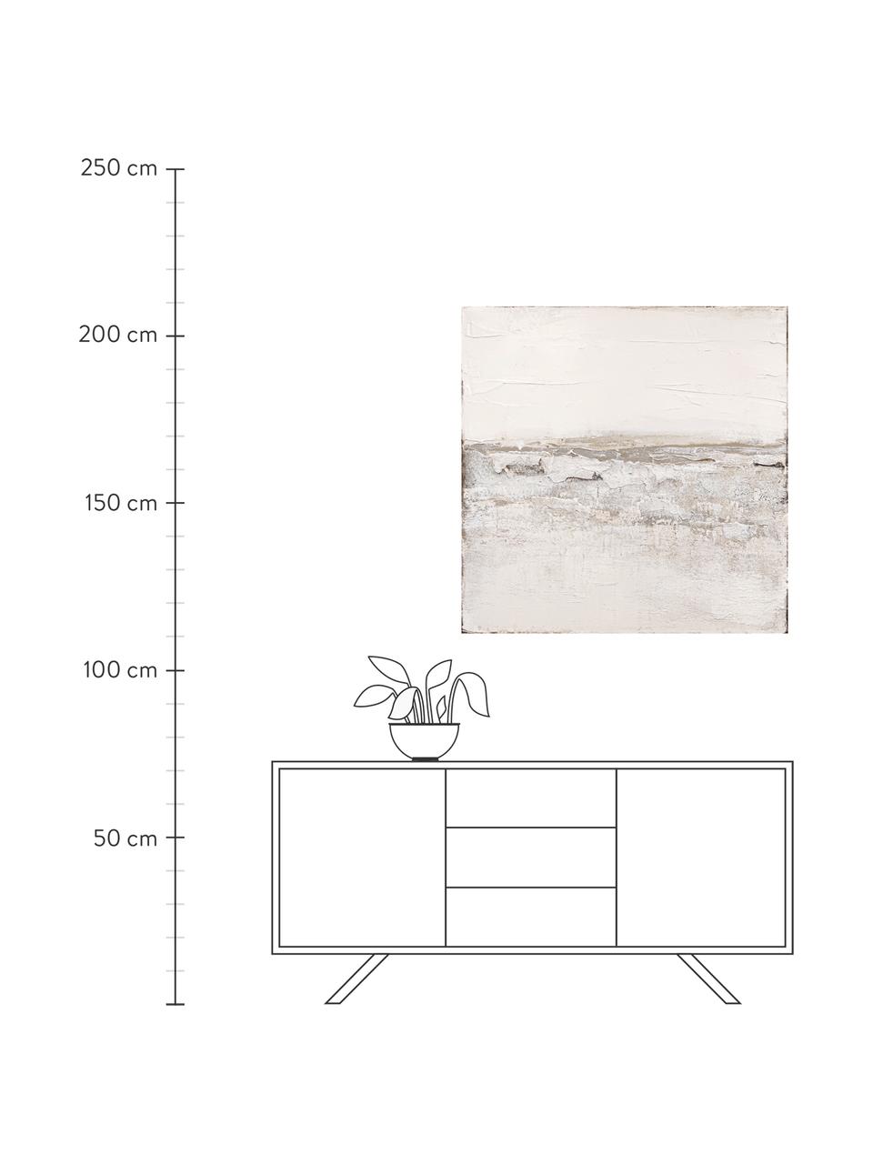Cuadro en lienzo pintado a mano Sandy, Off White, tonos beige, An 98 x Al 98 cm