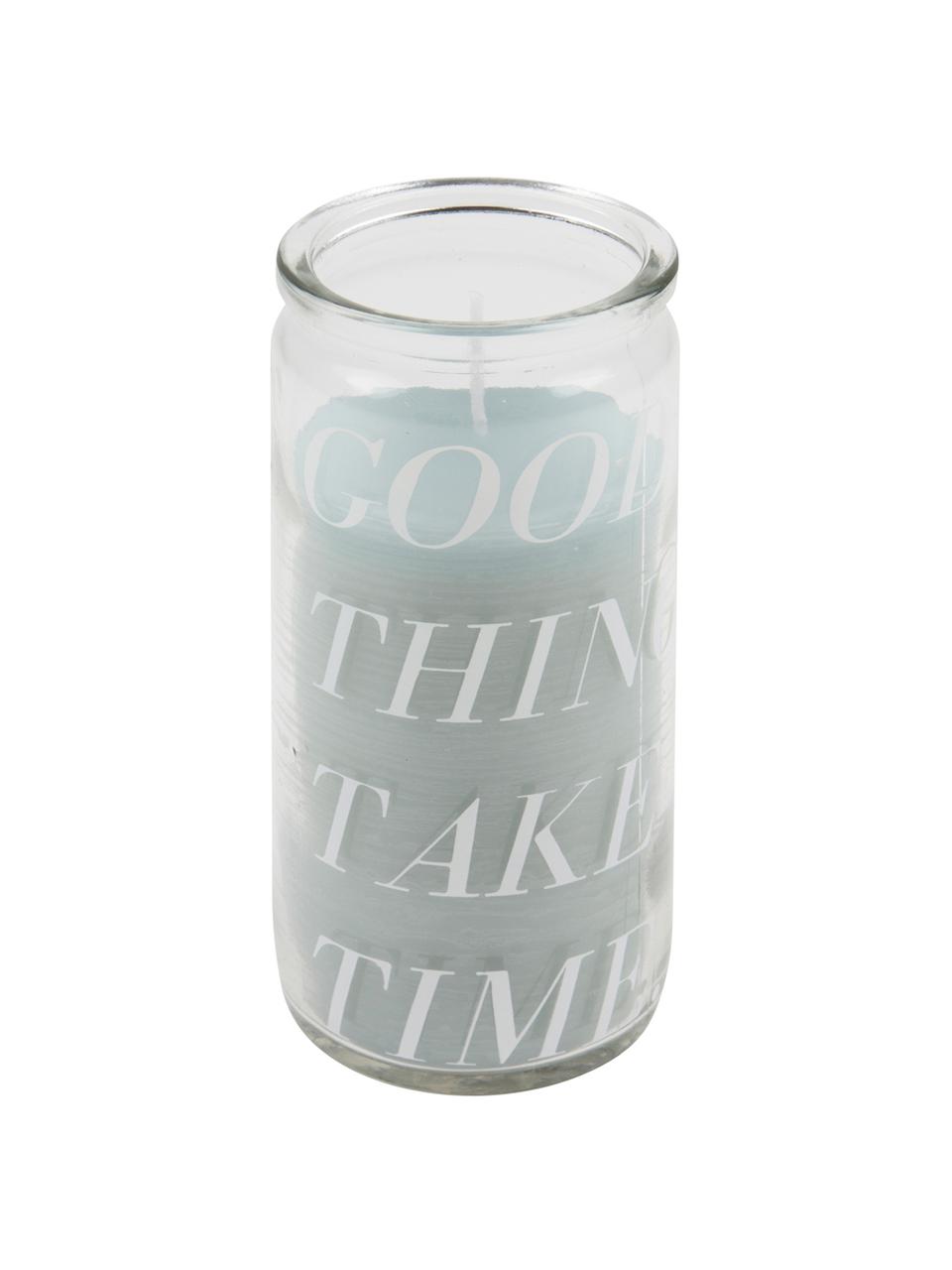 Kerze Good Things, Glas, Wachs, Transparent, Mintfarben, Ø 6 x H 14 cm